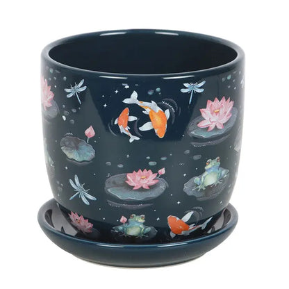 Pond Print Plant Pot with Saucer