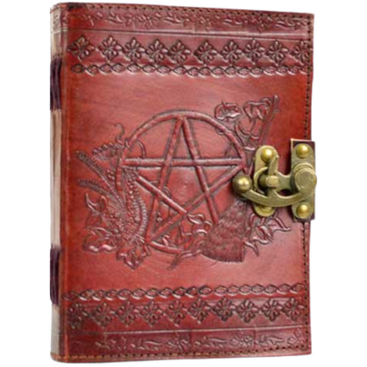 Pentagram leather blank book w/ latch