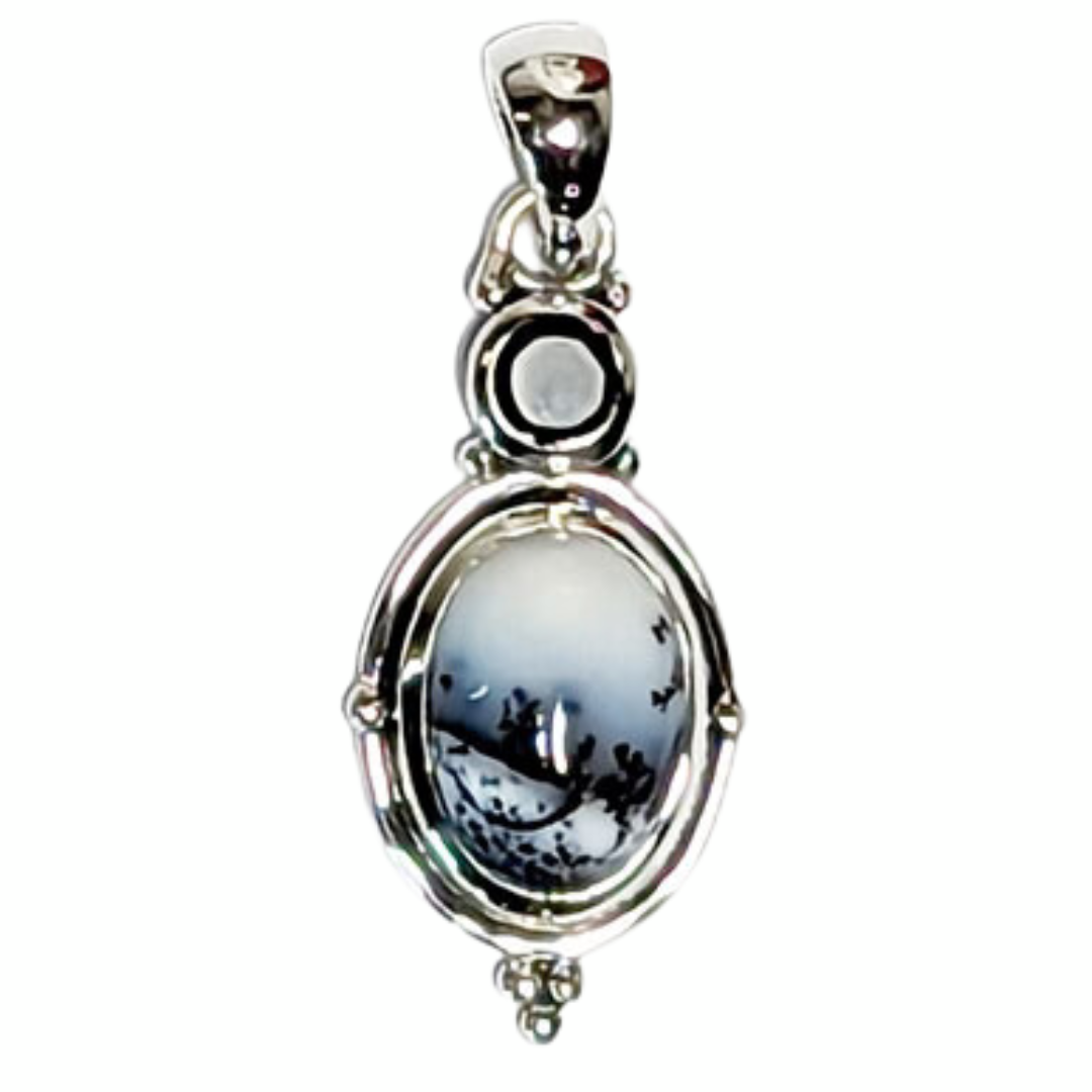 Black Onyx, Dendritic Opal pendant