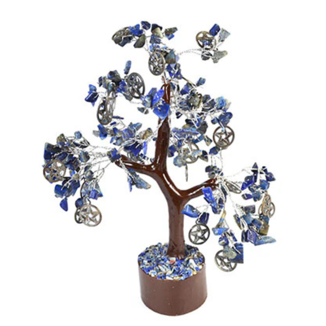 Lapis Lazuli Gemstone Tree with Pentacles