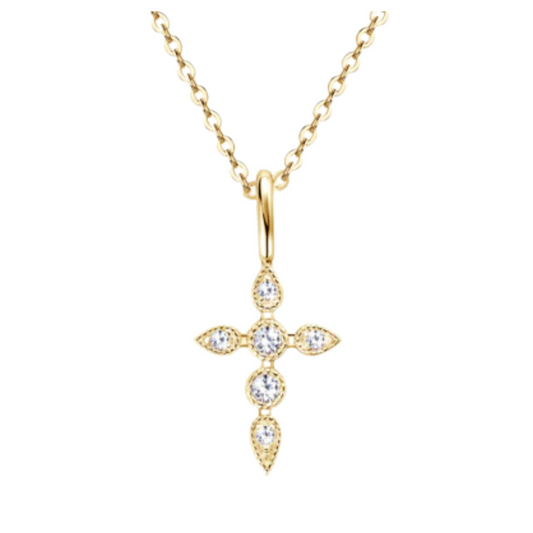 925 Sterling Silver Moissanite Cross Pendant Necklace