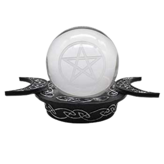 70mm Pentagram Gazing Ball w/Triple Moon Stand