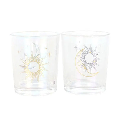 Iridescent Sun and Moon Votive Candle Holders