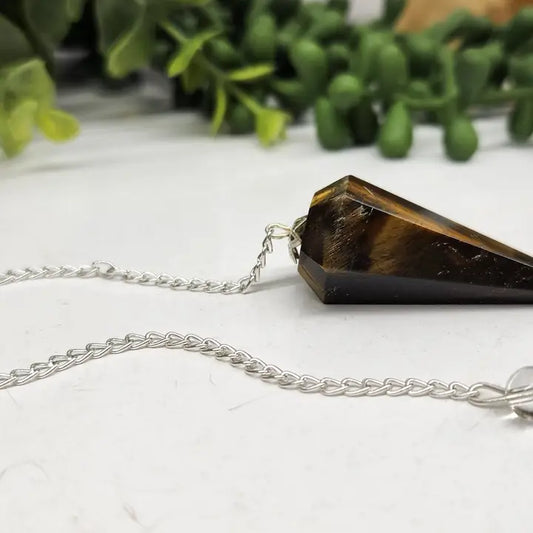 Yellow Tiger Eye Semi-Precious Gemstone Pendulum