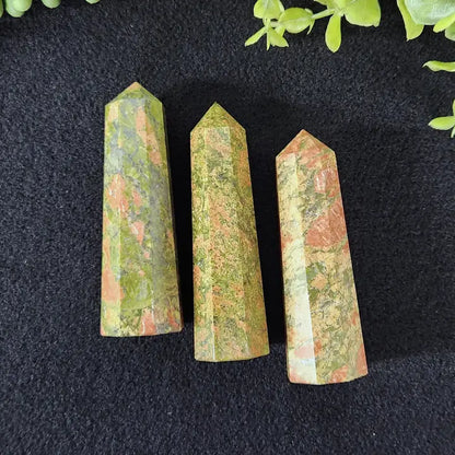 Unakite 8 Faceted Tower 3.5 - 3.75 Inches or 8.9 - 9.5cm