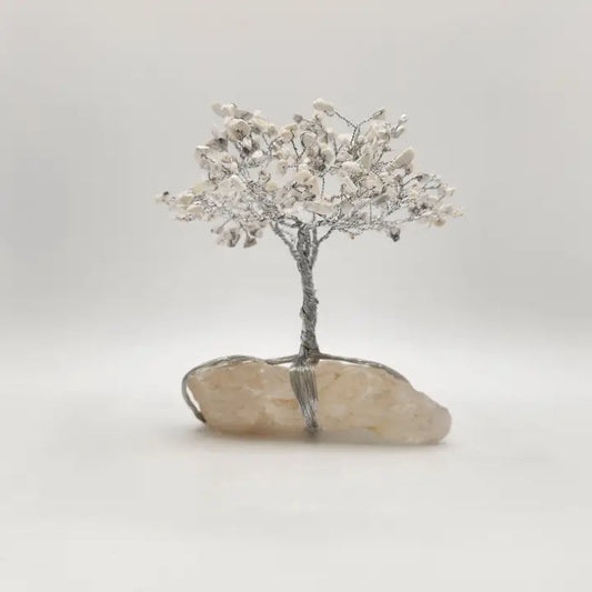 Gemstone Tree-White Howlite with Clear Quartz W/Silver Wire