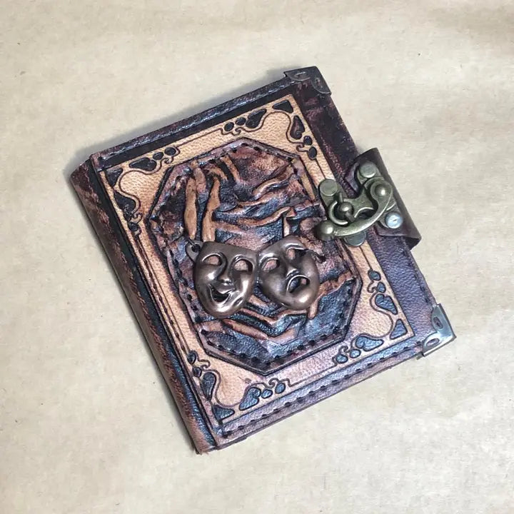 Mini Drama Mask Leather Journal