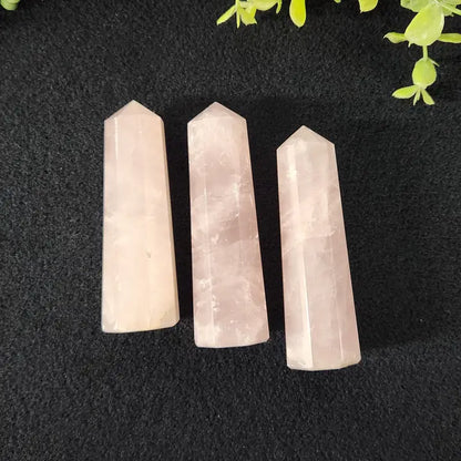 Rose Quartz 8 Faceted Tower 3.5 - 3.75 Inches or 8.9 - 9.5cm