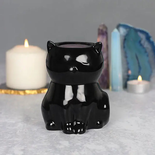 Gothic Black Cat Oil Burner and Wax Warmer