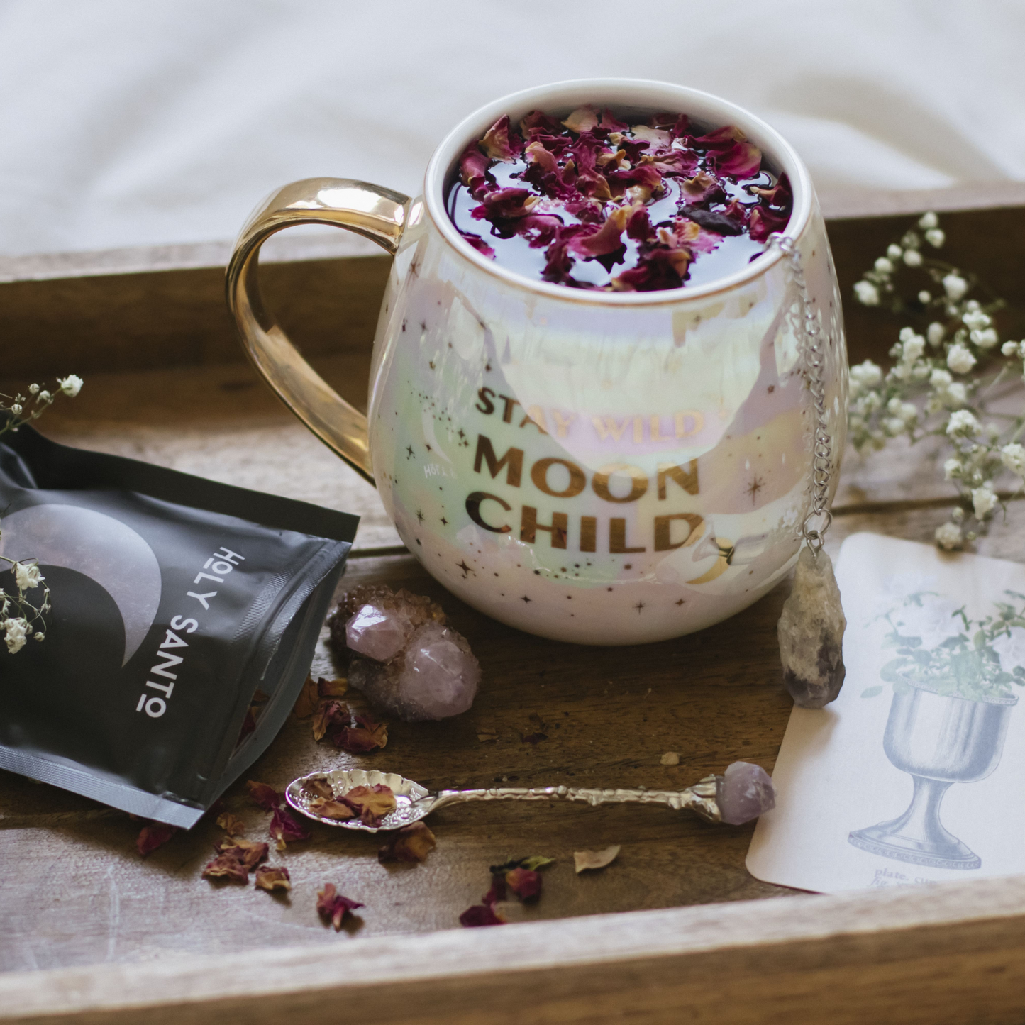 Stay Wild Moon Child - Celestial Mug Set + Natural Amethyst Tea