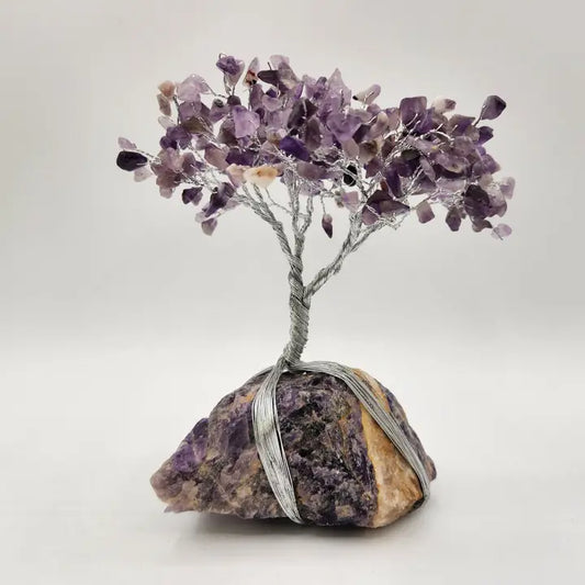 Gemstone Tree-Amethyst W/Chevron Amethyst Base W/Silver Wire