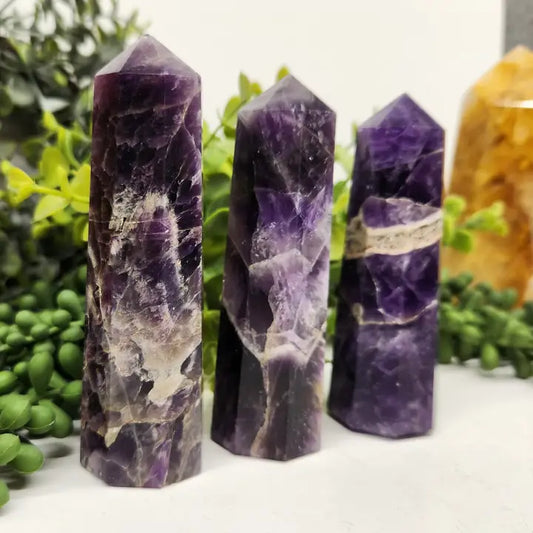 Chevron Amethyst 8-Faceted Tower (Apx. 3.5-3.75"/8.9-9.5cm)