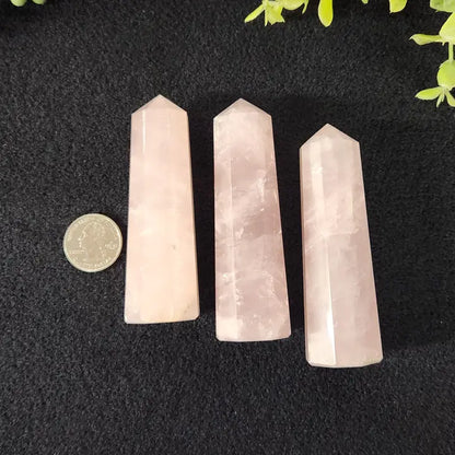 Rose Quartz 8 Faceted Tower 3.5 - 3.75 Inches or 8.9 - 9.5cm