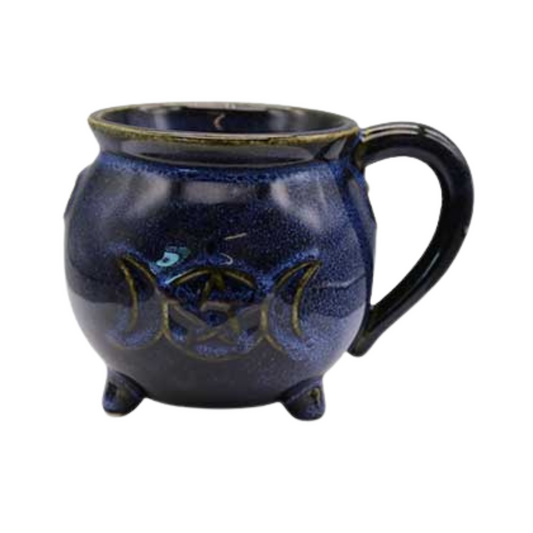 3 3/4" Pentagram Cauldron Blue mug