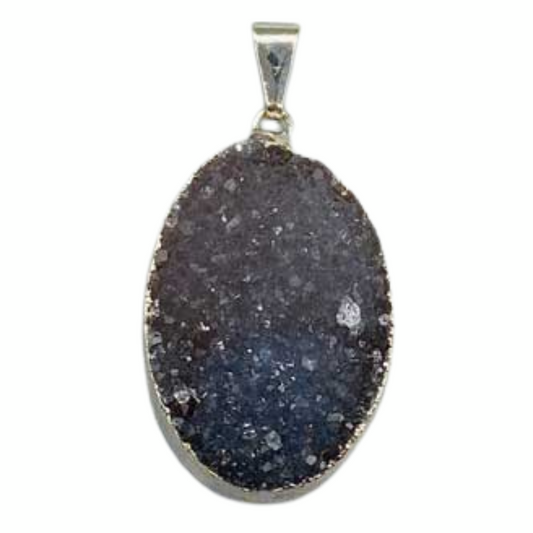 Amethyst Oval silver plated pendant