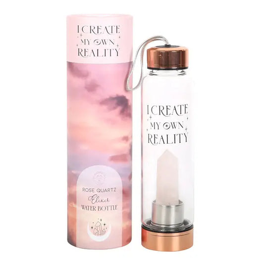 Create My Own Reality Glass Water Bottle with Rose Quartz