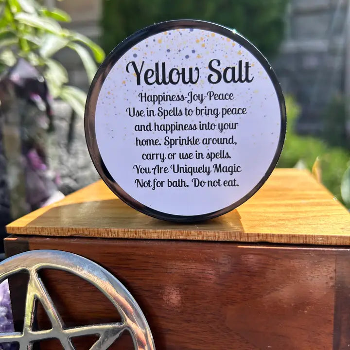 Yellow Witches Salt 5 oz -Bring Joy, Peace and Happy Home