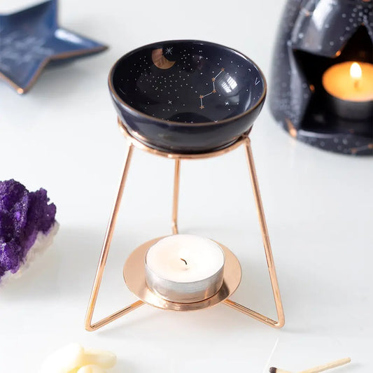 Purple Star Sign Oil Burner and Wax Warmer On Metal Base