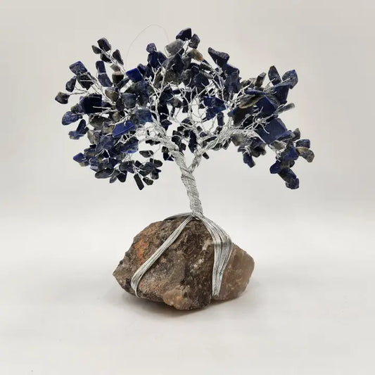 Gemstone Tree -Lapis Lazuli/Smoky Quartz Base W/Silver Wire