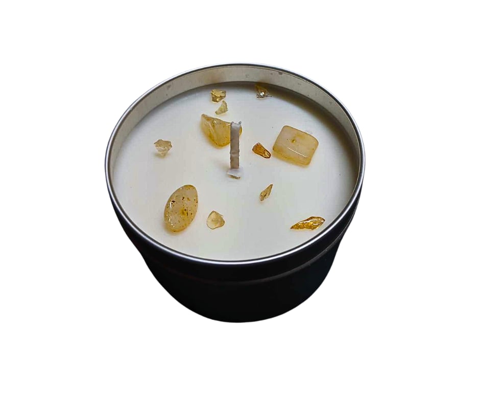 Happiness Citrine Crystal Energy Candle