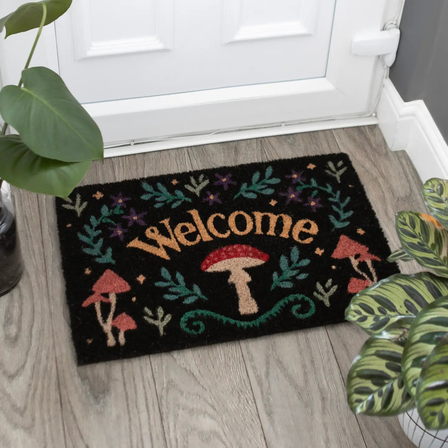 Black Mushroom Welcome Doormat