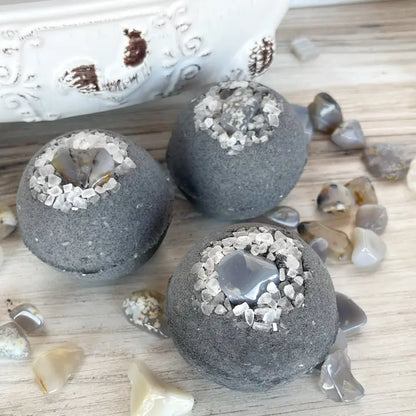 Activated Charcoal, Agate & Coarse Sea Salt Bath Bomb