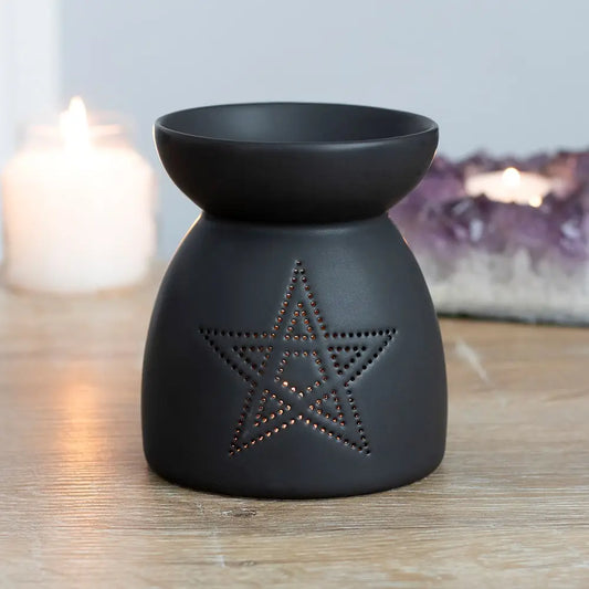 Gothic Black Pentagram Cut Out Oil Burner and Wax Warmer