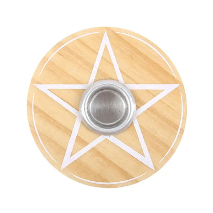 Natural Wooden Pentagram Spell Candle Holder