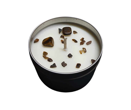 Prosperity Tiger Eye Crystal Energy Candle