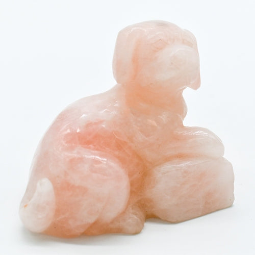 Rose Quartz Dog Carving