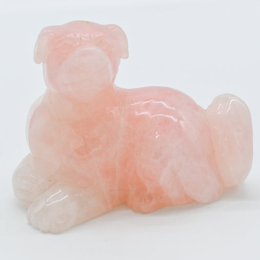 Rose Quartz Dog Carving