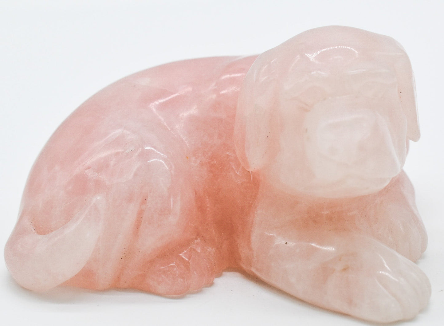 Rose Quartz Dog Carving