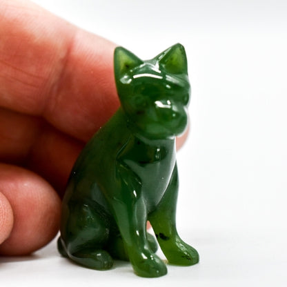 Dark Green Jade Dog Figurines