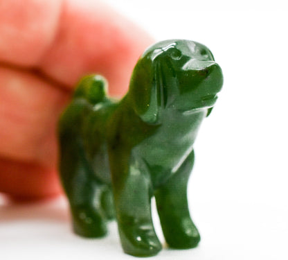 Dark Green Jade Dog Figurines