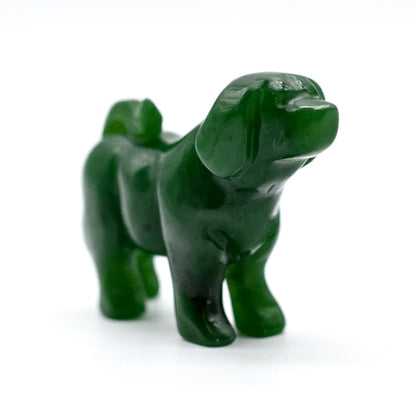 Dark Green Jade Dog Figurines