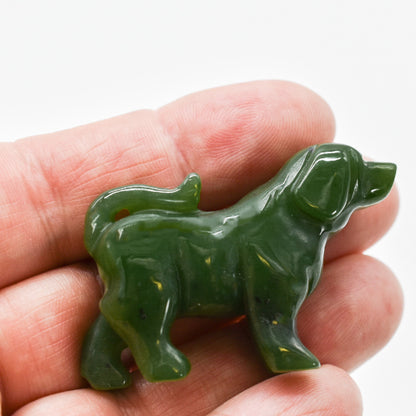 Dark Green Jade Dog Figurines