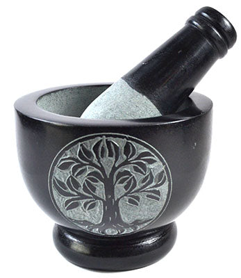 Tree of Life Soapstone Mortar & Pestle Set