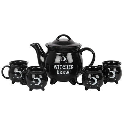 Witches Brew Ceramic Halloween Cauldron Tea Set