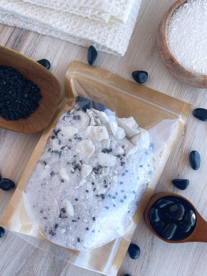 Obsidian & Black Sea Salt Crumbled Bath Bomb Bath Soak