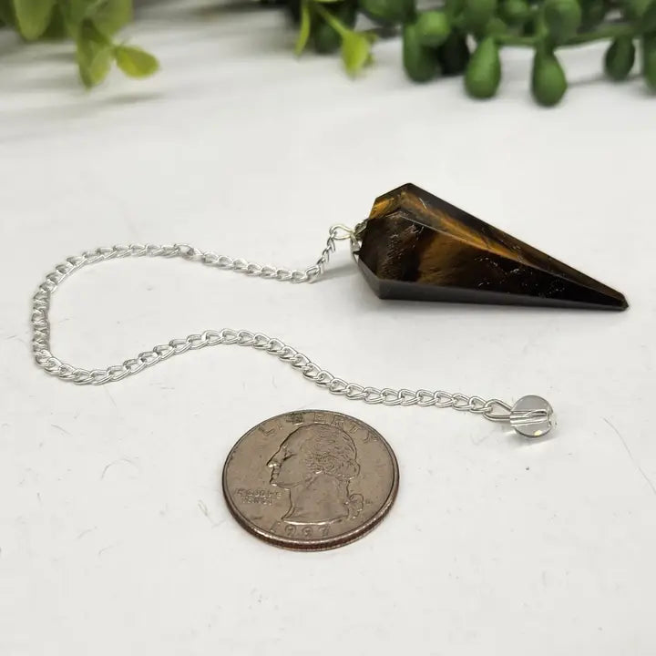 Yellow Tiger Eye Semi-Precious Gemstone Pendulum