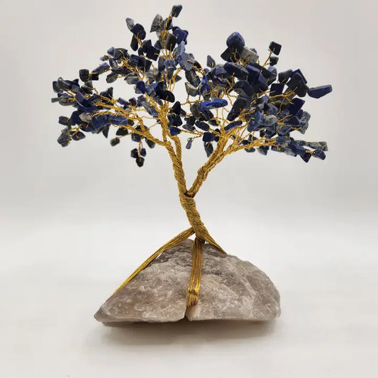 Gemstone Tree - Lapis Lazuli/Smoky Quartz Base W/Gold Wire