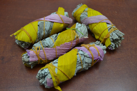 White Sage + Pink/Yellow Corn Bundle Smudge