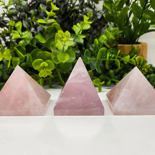 Rose Quartz Polished Semi-Precious Gemstone Pyramid 5cm