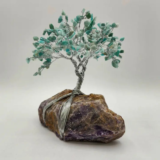 Gemstone Tree - Amazonite W/Chevron Amethyst Base W/Silver