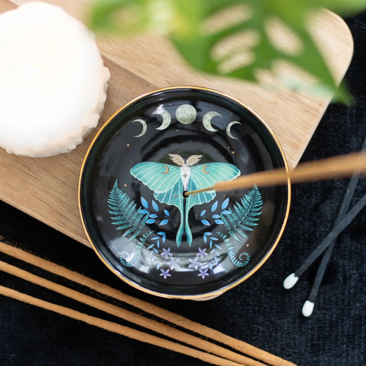 Luna Moth Ceramic Incense Holder Plate