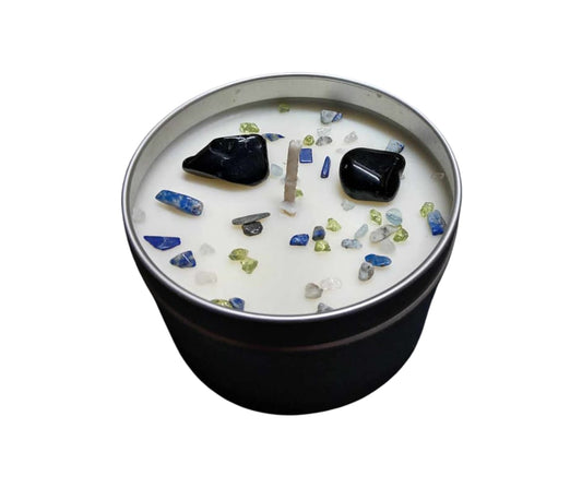 Soul Healing Obsidian Crystal Energy Candle