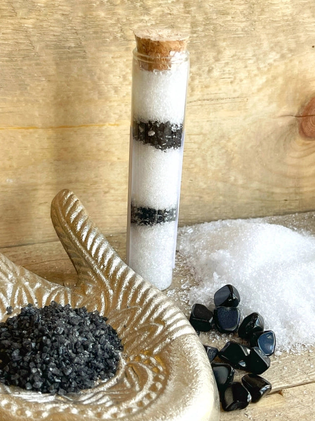 Bath Salt Shots with Obsidian & Black Lava Sea Salt