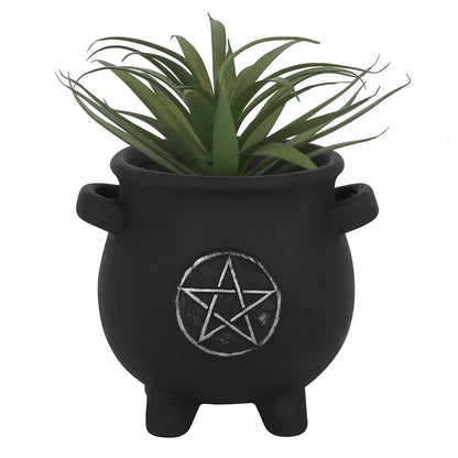 Gothic Pentagram Cauldron Plant Pot