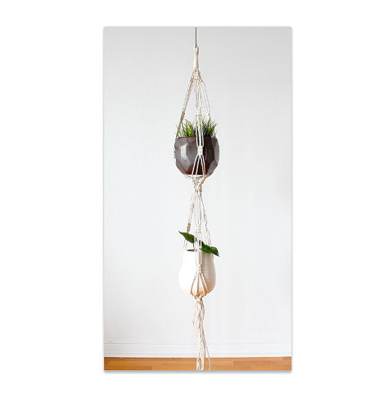 Double Macrame Plant Hanger, Hanging Planter